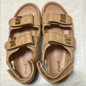 Beige Quilted Sandals